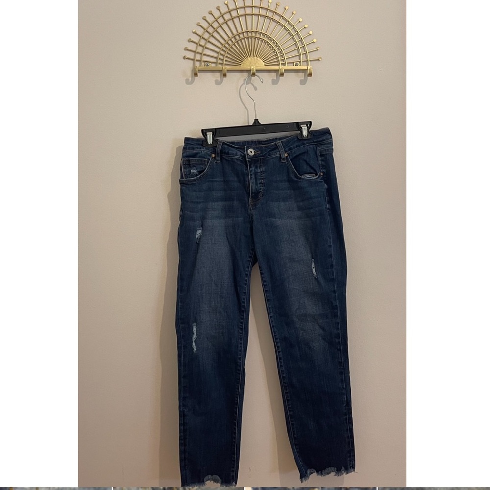 JAG Jeans~ “Girlfriend Jeans” Dark wash/Distressed